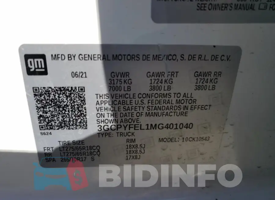 3GCPYFEL1MG401040 Photo# 12