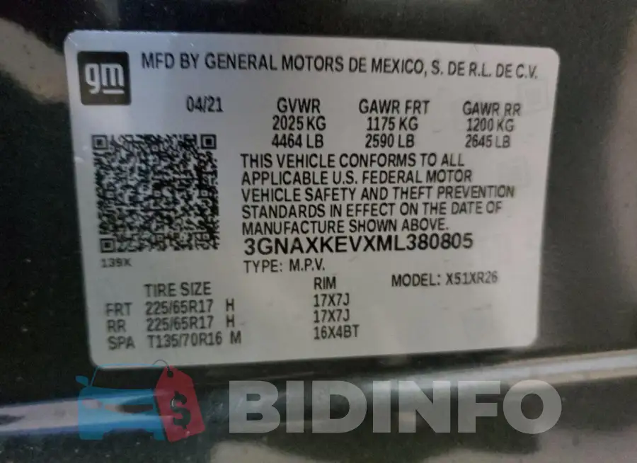 3GNAXKEVXML380805 Photo# 13