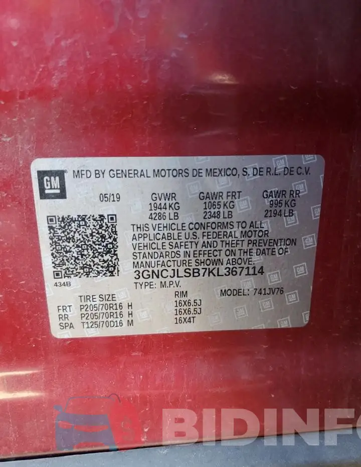 3GNCJLSB7KL367114 Photo# 12