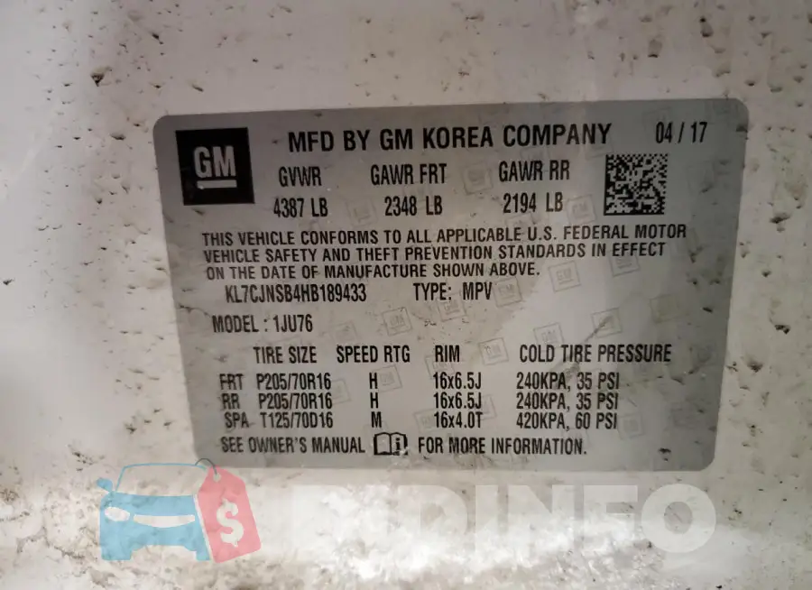 KL7CJNSB4HB189433 Photo# 12