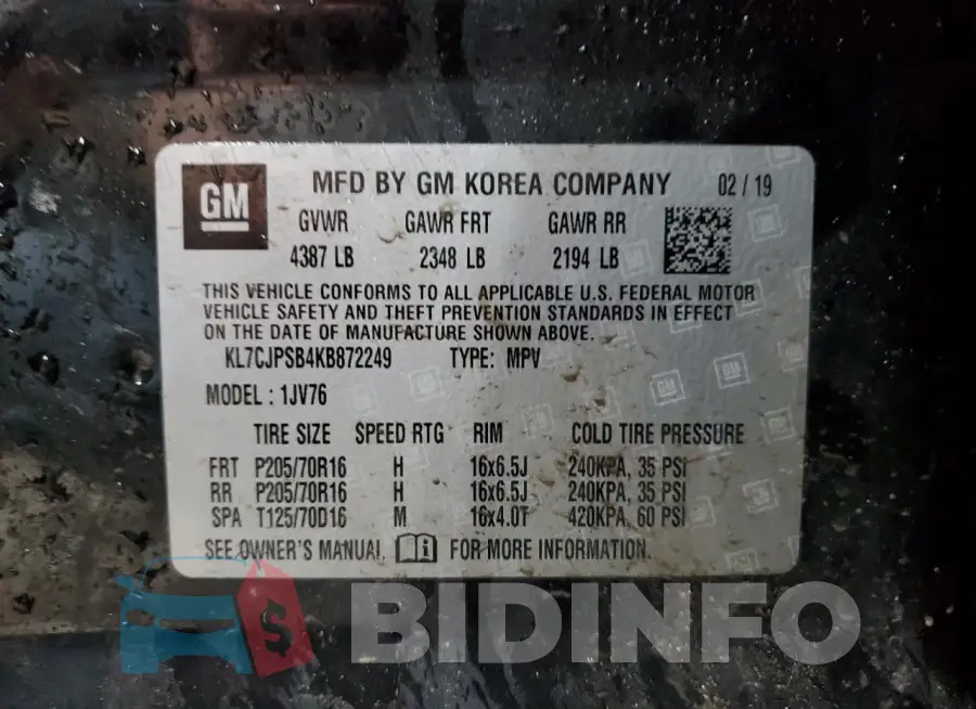KL7CJPSB4KB872249 Photo# 14