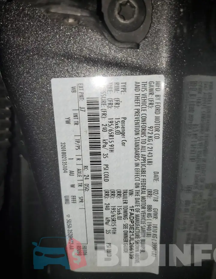 1FADP3E21JL266139 Photo# 12