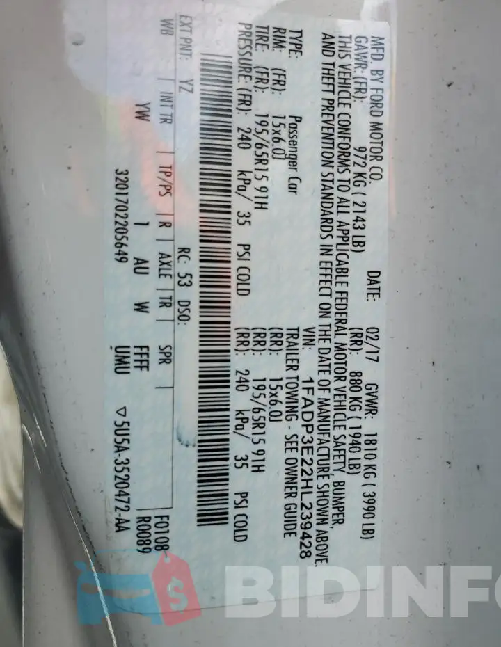 1FADP3E22HL239428 Photo# 12
