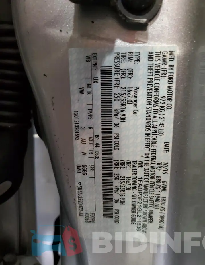 1FADP3F21GL211536 Photo# 13