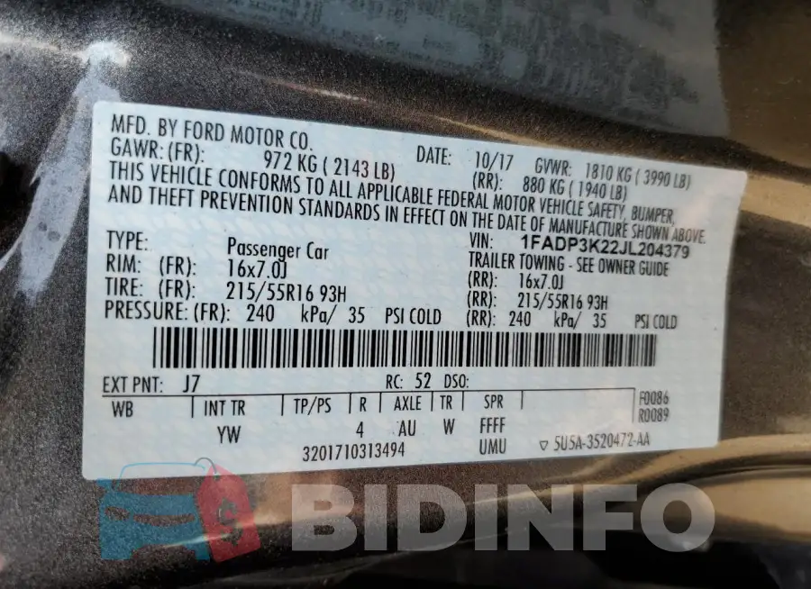 1FADP3K22JL204379 Photo# 12