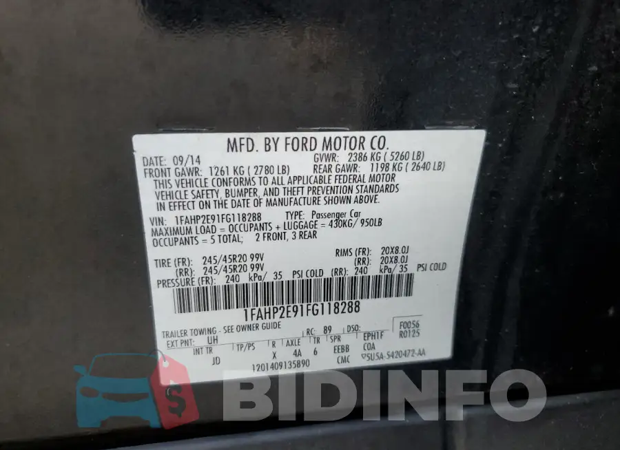 1FAHP2E91FG118288 Photo# 12
