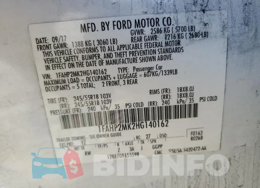 1FAHP2MK2HG140162 Photo# 13
