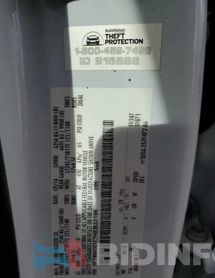 1FT8W3DT7HEB33196 Photo# 12