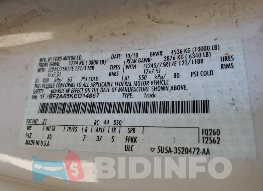 1FTBF2A65KED14867 Photo# 13