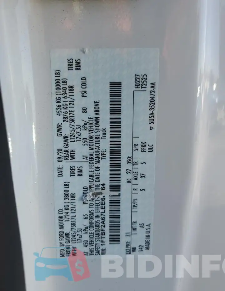 1FTBF2A67LEE66764 Photo# 12