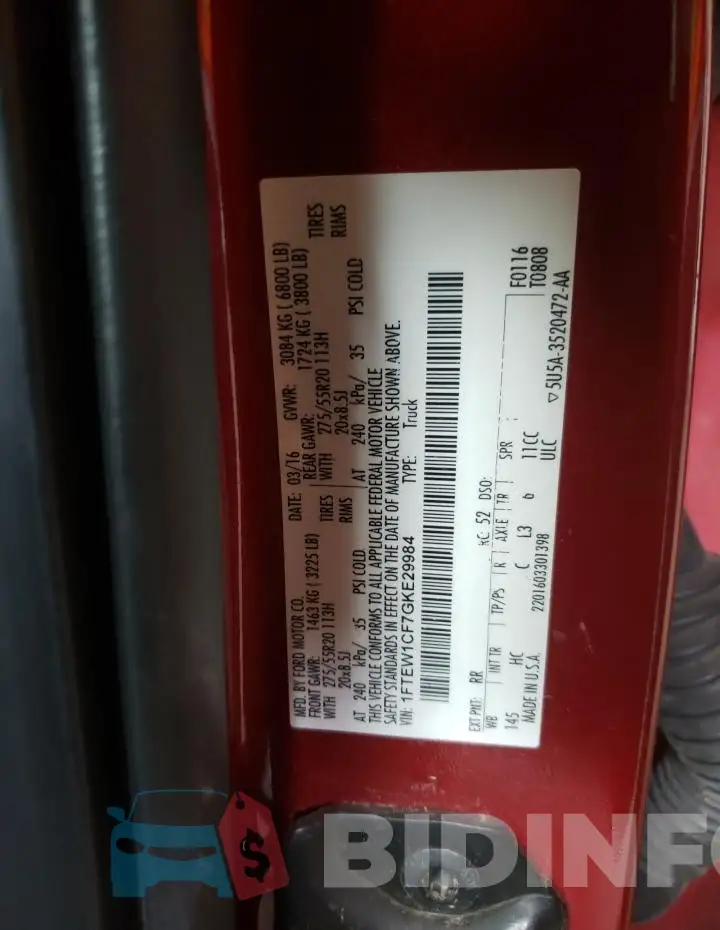 1FTEW1CF7GKE29984 Photo# 12
