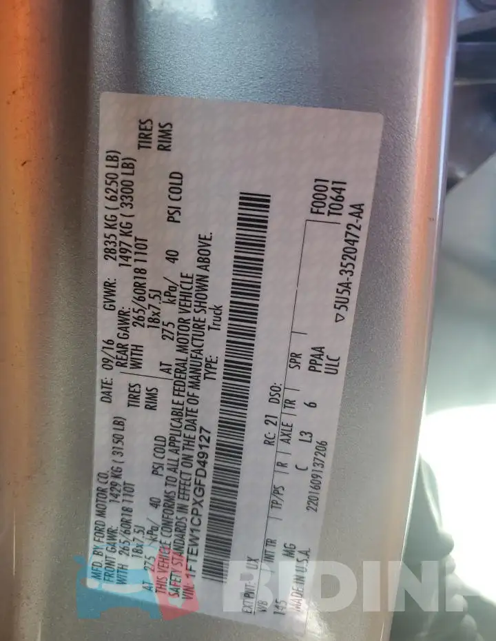 1FTEW1CPXGFD49127 Photo# 12