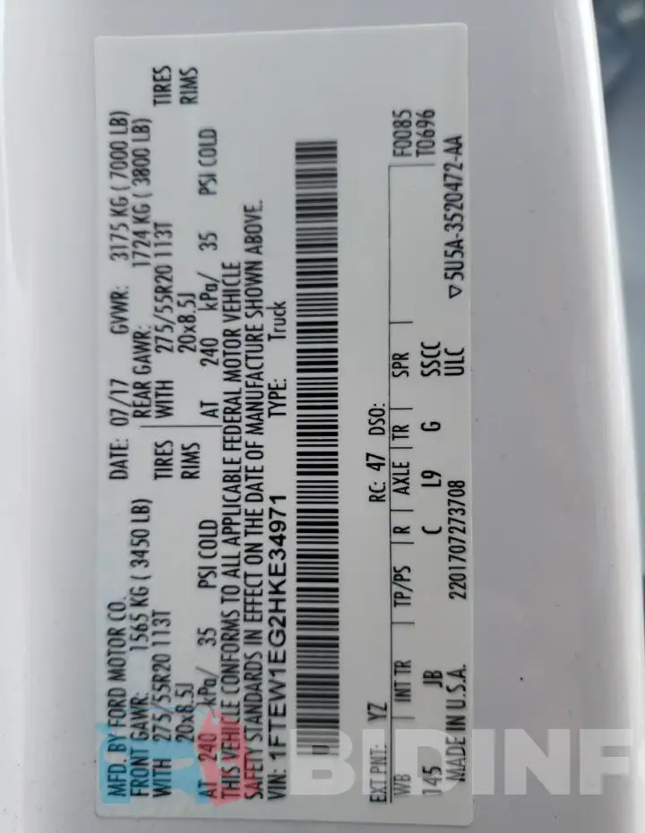 1FTEW1EG2HKE34971 Photo# 12