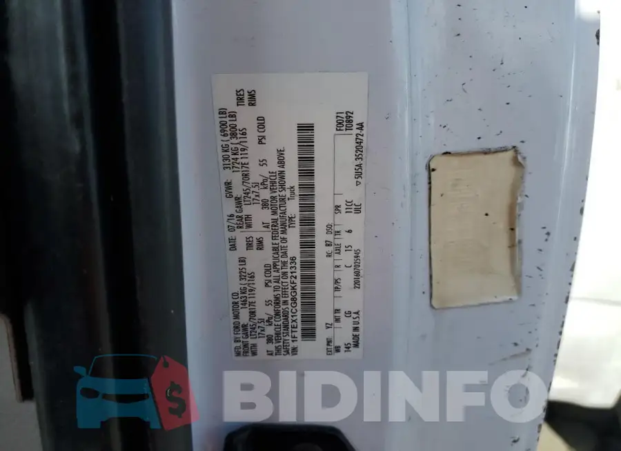 1FTEX1CG8GKF21336 Photo# 13