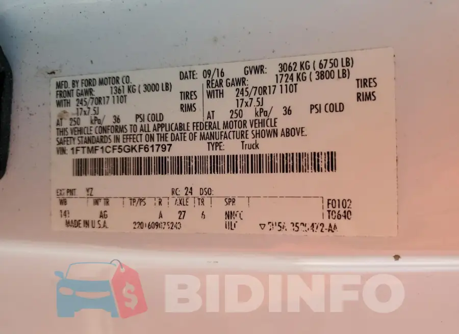 1FTMF1CF5GKF61797 Photo# 12