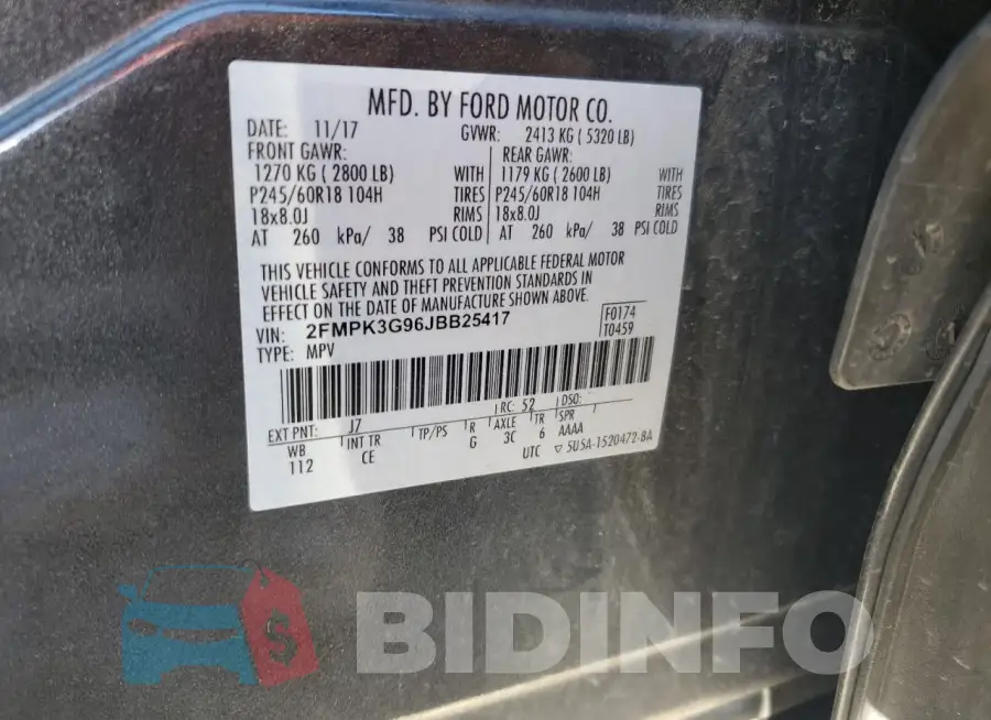 2FMPK3G96JBB25417 Photo# 12