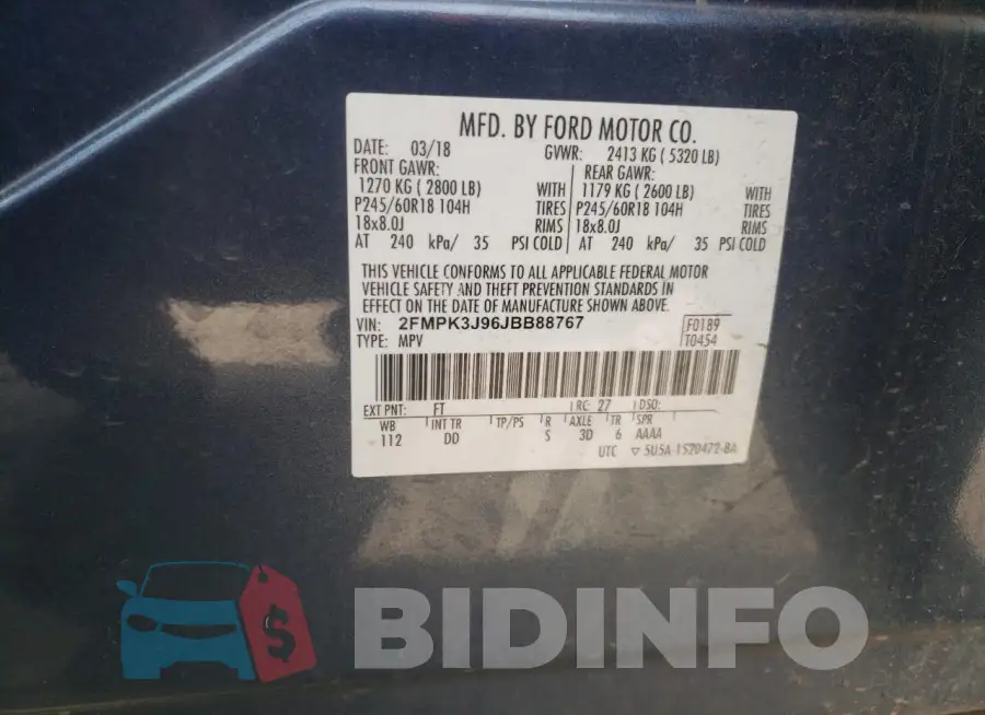 2FMPK3J96JBB88767 Photo# 14