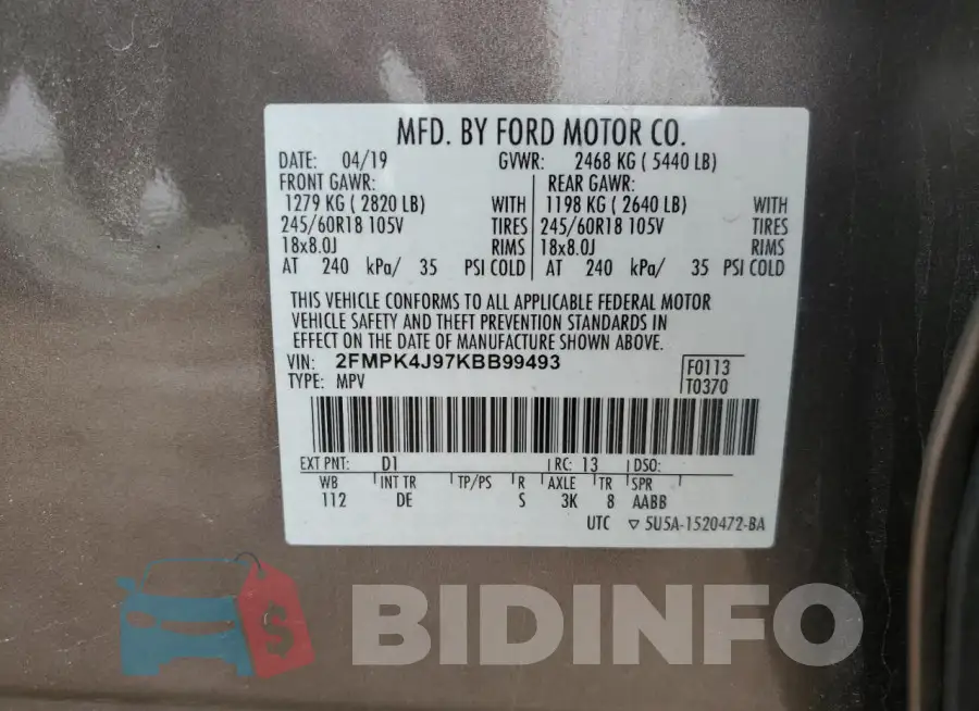 2FMPK4J97KBB99493 Photo# 13
