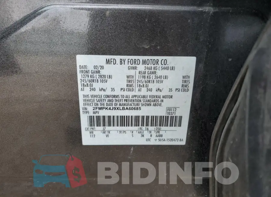2FMPK4J9XLBA60685 Photo# 13
