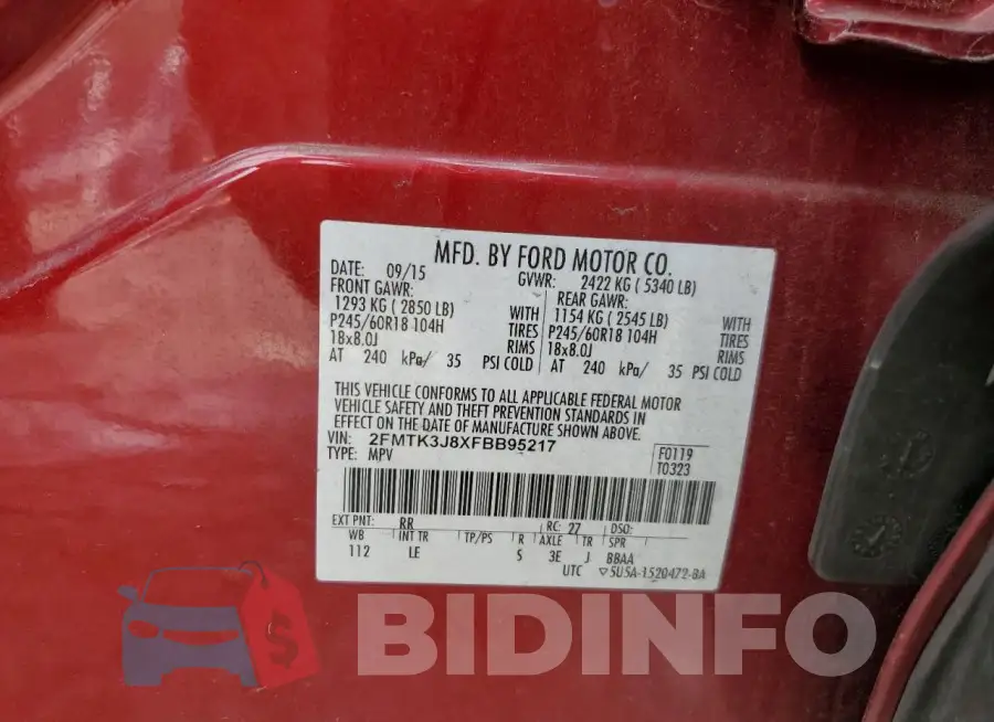 2FMTK3J8XFBB95217 Photo# 13