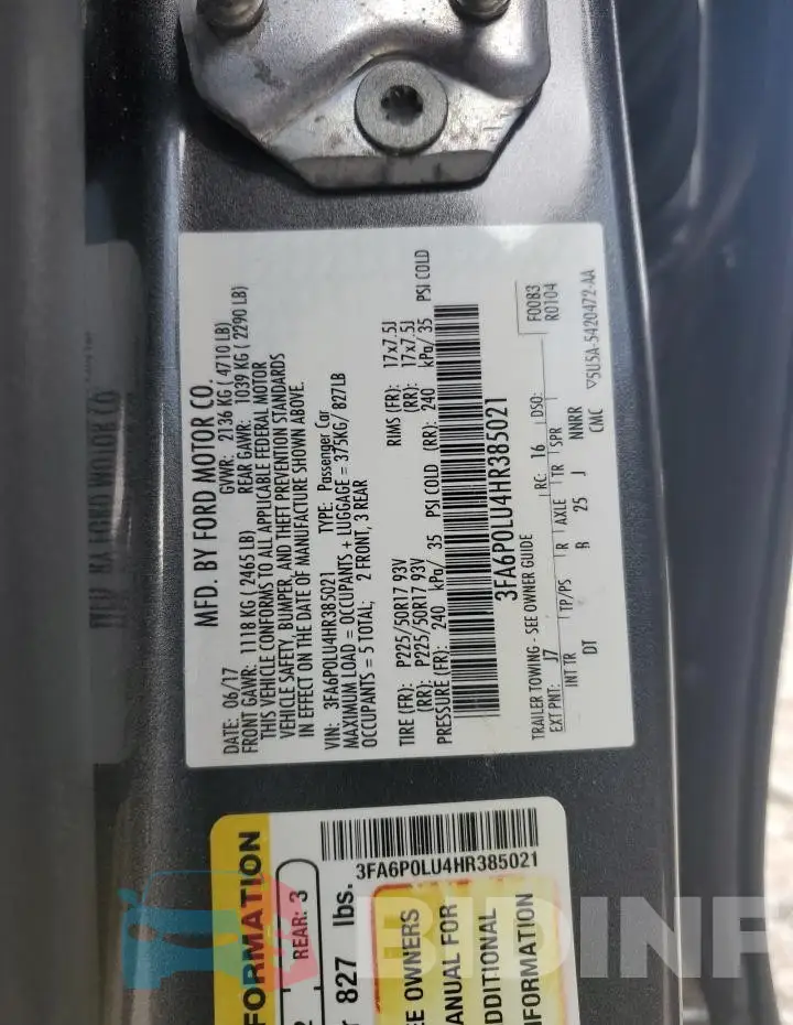 3FA6P0LU4HR385021 Photo# 12