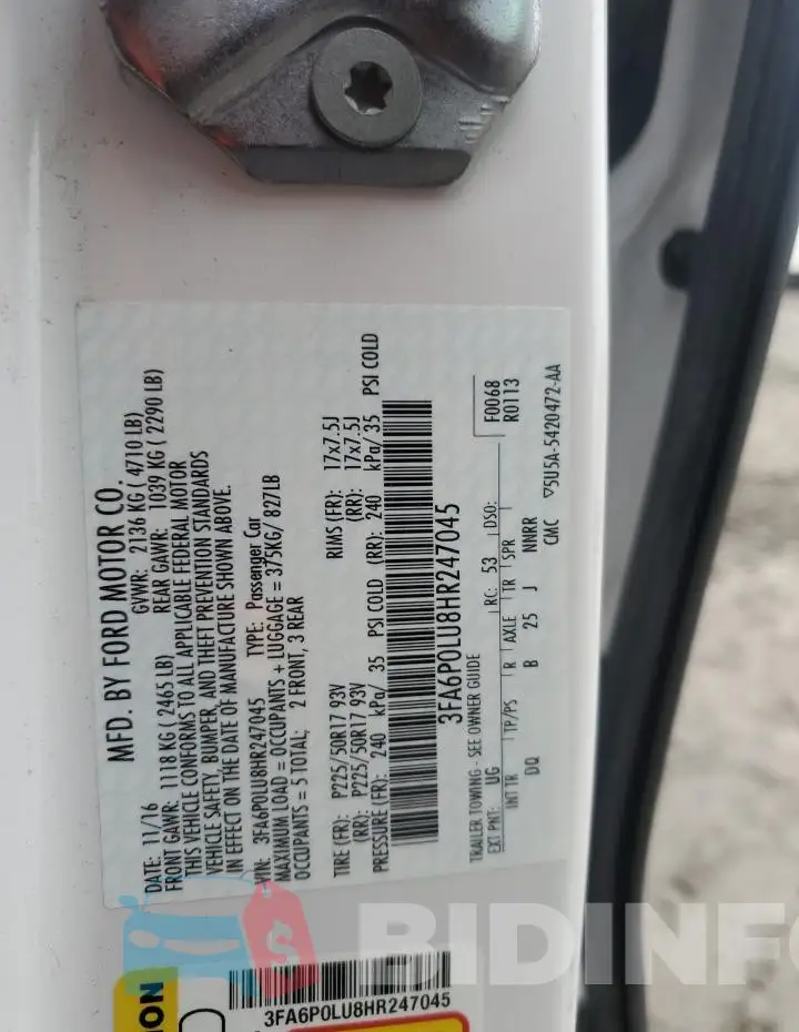 3FA6P0LU8HR247045 Photo# 12