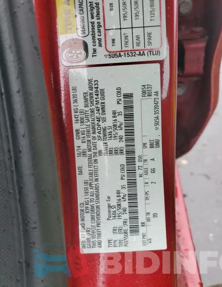 3FADP4EJ4FM149433 Photo# 12