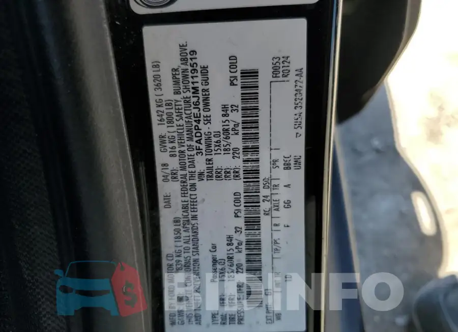 3FADP4EJ6JM119519 Photo# 12