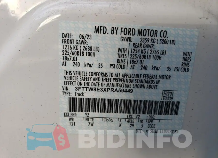 3FTTW8E3XPRA59449 Photo# 13