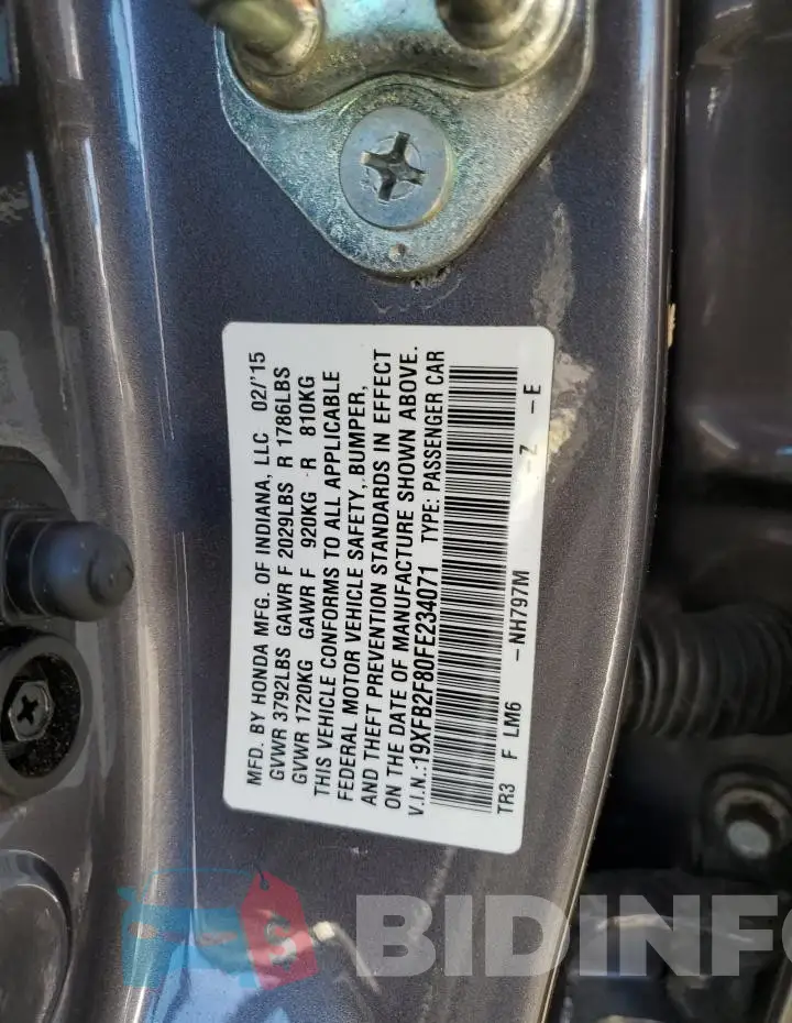 19XFB2F80FE234071 Photo# 12
