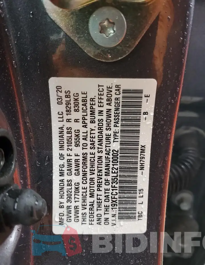 19XFC1F35LE210002 Photo# 12