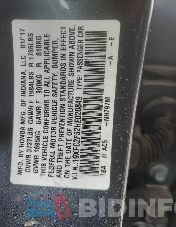19XFC2F52HE020849 Photo# 13