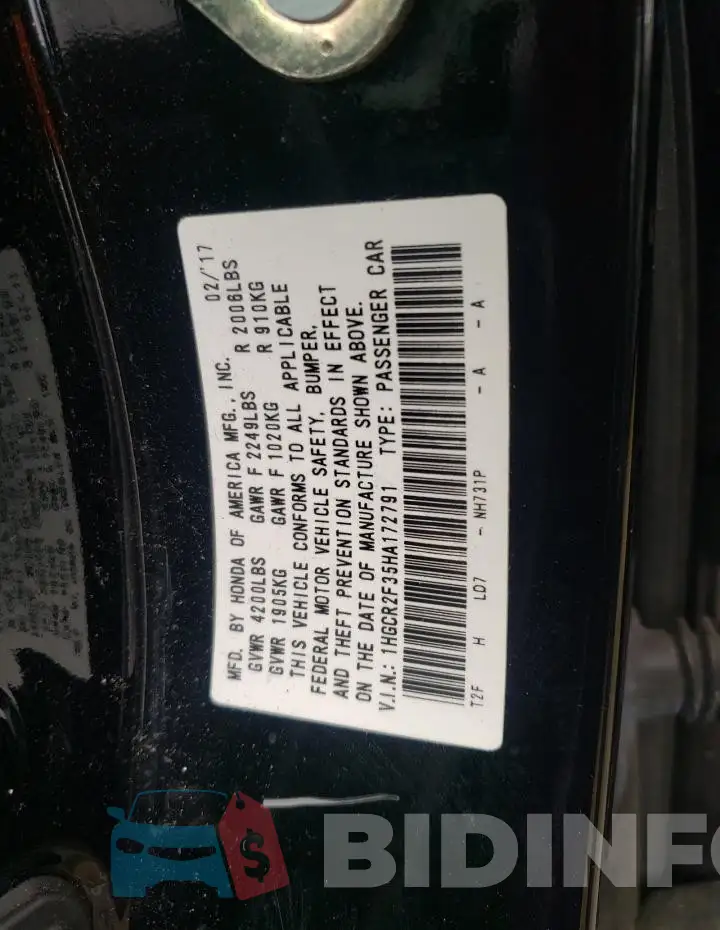 1HGCR2F35HA172791 Photo# 12