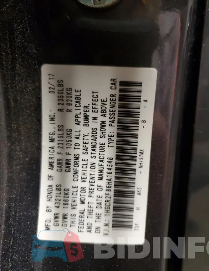 1HGCR2F86HA164548 Photo# 13