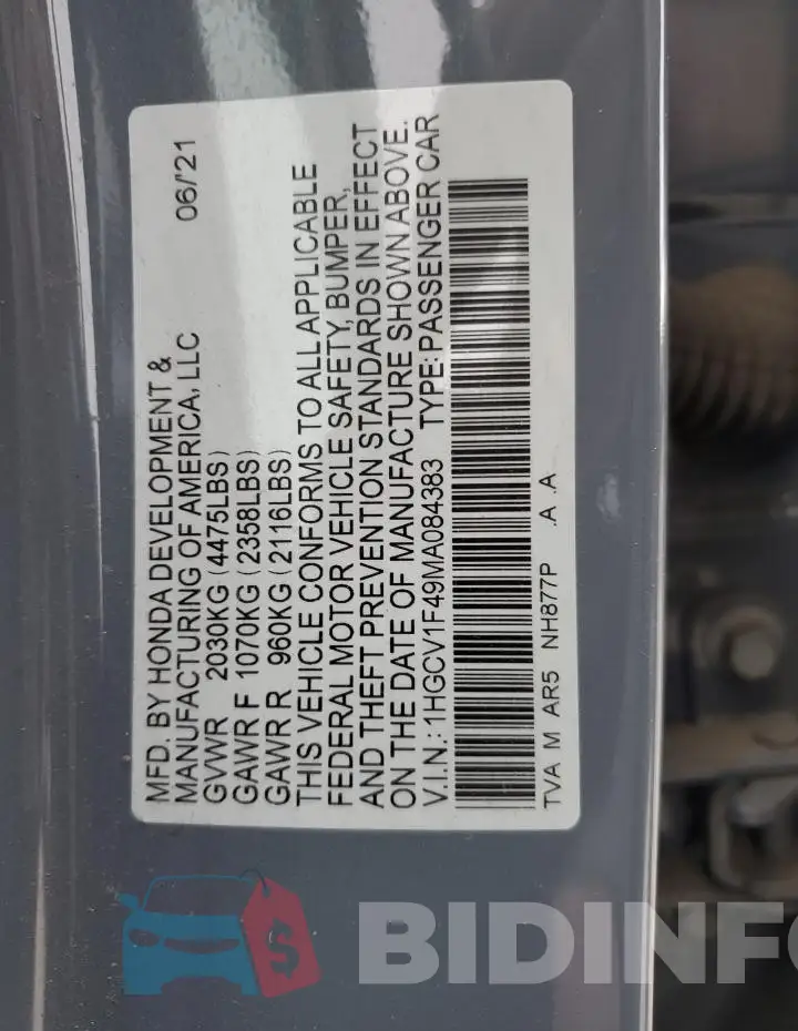 1HGCV1F49MA084383 Photo# 12