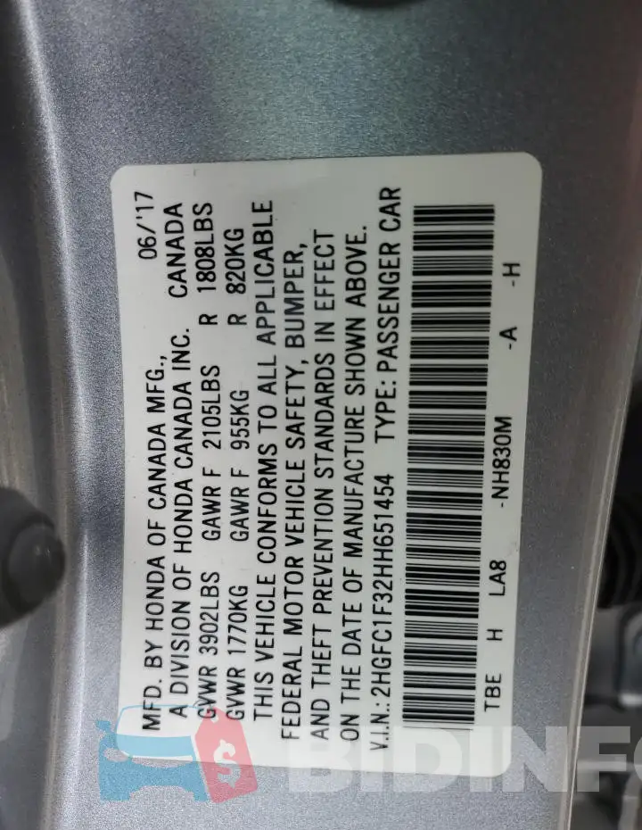 2HGFC1F32HH651454 Photo# 12
