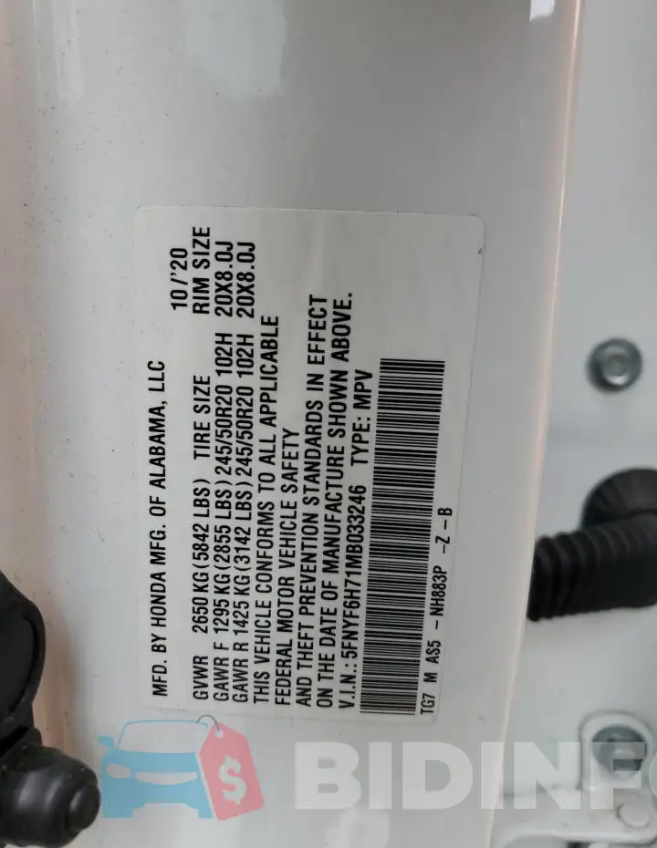 5FNYF6H71MB033246 Photo# 12