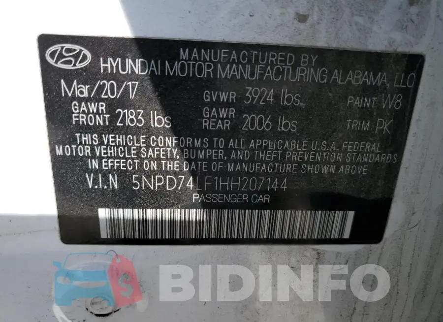 5NPD74LF1HH207144 Photo# 12