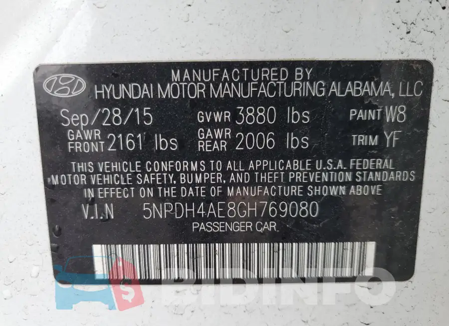 5NPDH4AE8GH769080 Photo# 12