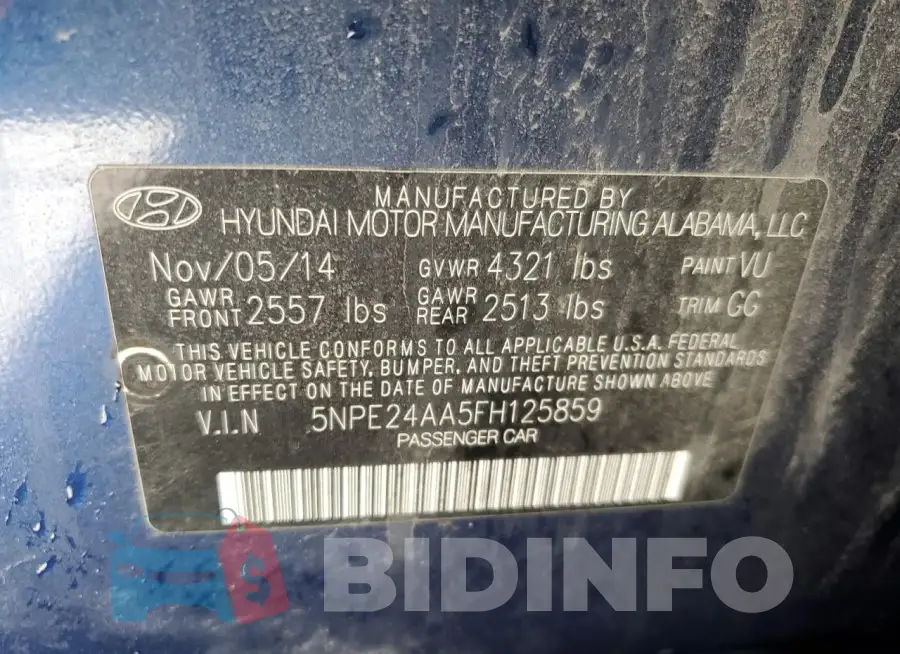 5NPE24AA5FH125859 Photo# 12