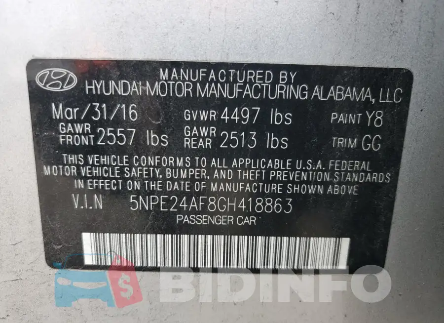 5NPE24AF8GH418863 Photo# 12