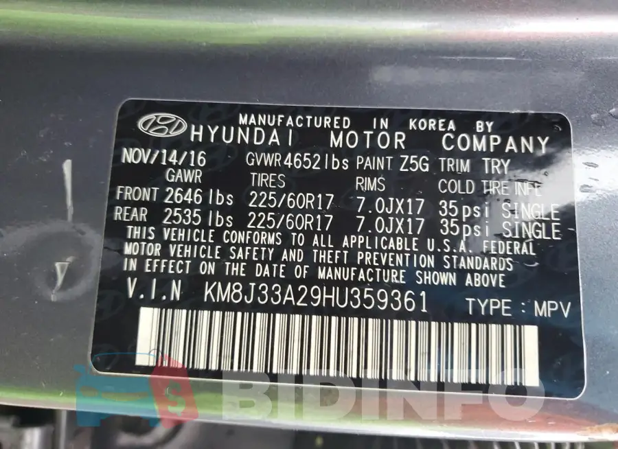 KM8J33A29HU359361 Photo# 14