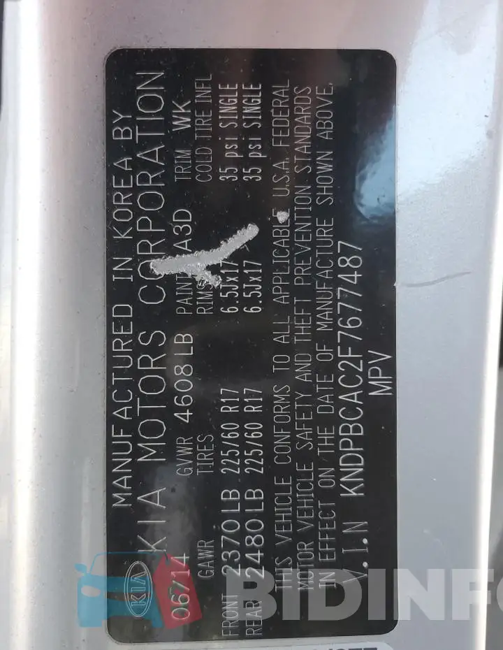 KNDPBCAC2F7677487 Photo# 14