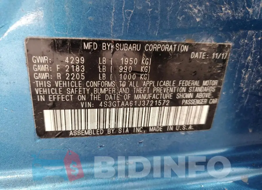 4S3GTAA61J3721572 Photo# 12