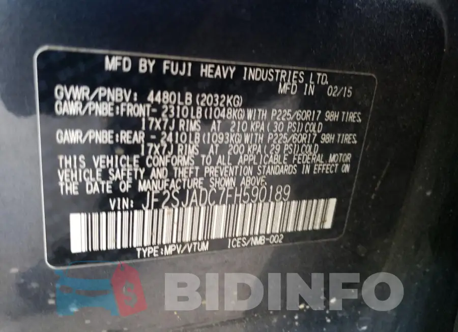 JF2SJADC7FH590189 Photo# 12