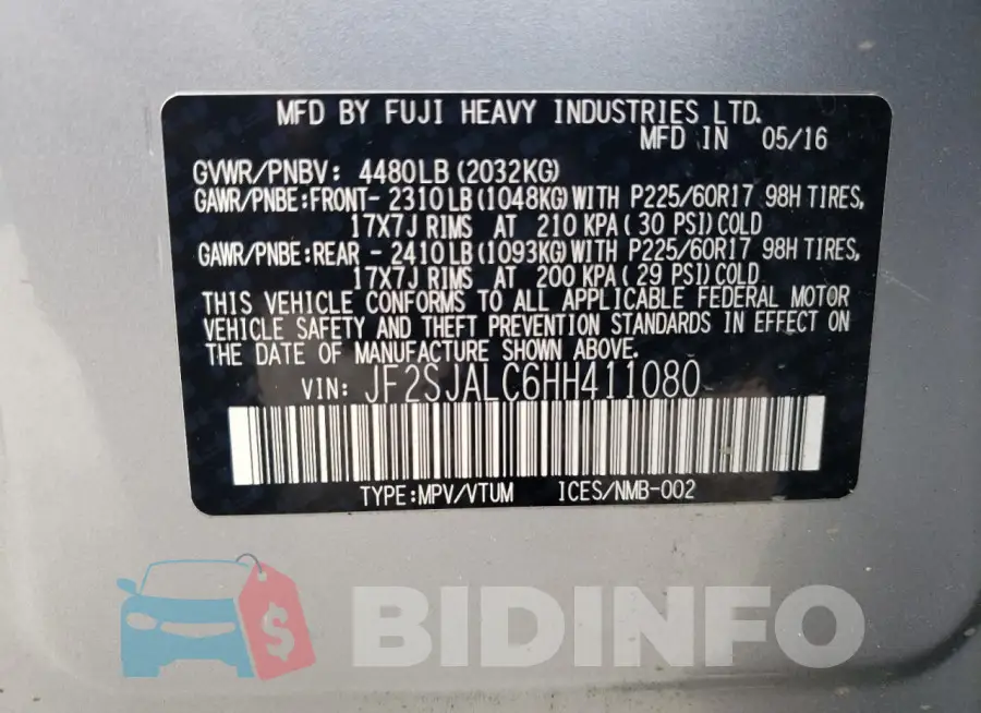 JF2SJALC6HH411080 Photo# 12