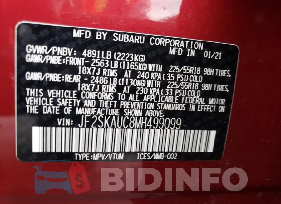 JF2SKAUC8MH499099 Photo# 12