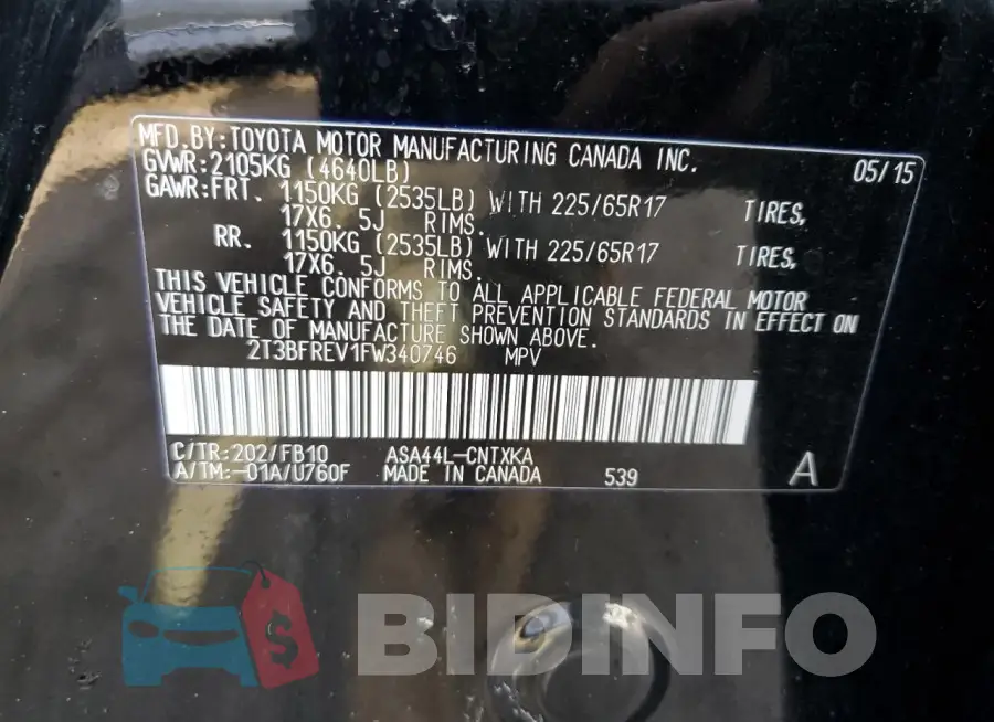 2T3BFREV1FW340746 Photo# 14