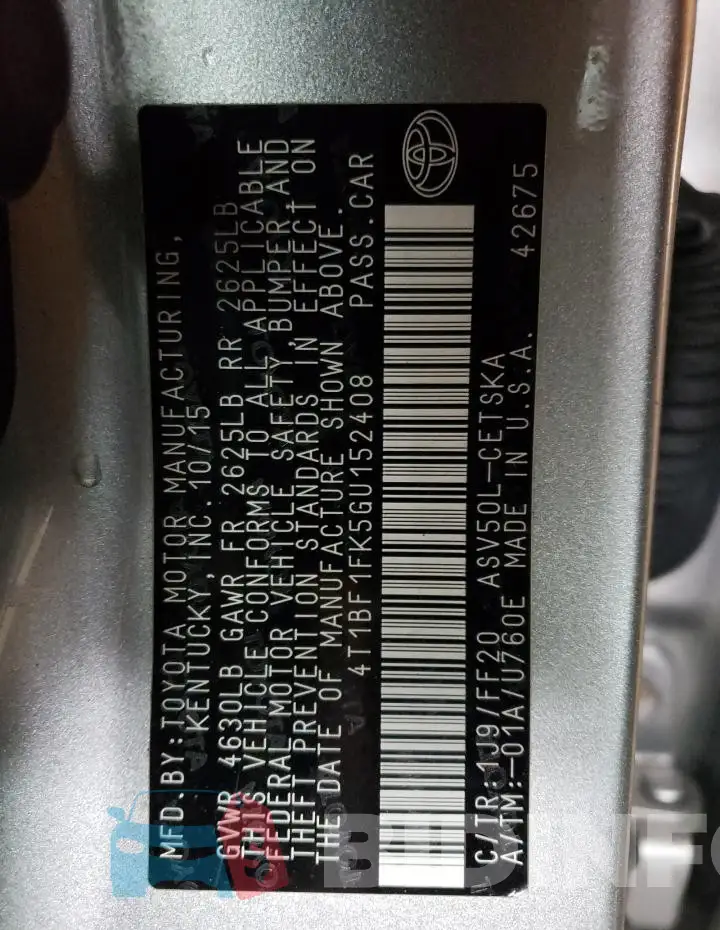 4T1BF1FK5GU152408 Photo# 12