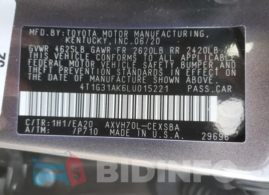 4T1G31AK6LU015221 Photo# 12